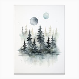 Watercolour Of Tongass National Forest   Alaska Usa 3 Canvas Print