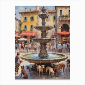 Fountain Of Dogs Canvas Print