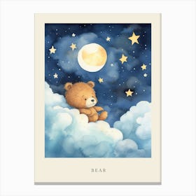 Baby Bear 1 Sleeping In The Clouds Nursery Poster Canvas Print