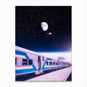 Station And Train To Space With Moons Canvas Print