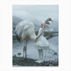 Girl And An Ostrich Canvas Print