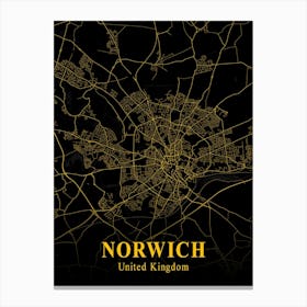 Norwich Gold City Map 1 Canvas Print