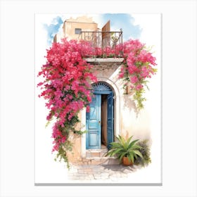 Dubrovnik, Croatia   Mediterranean Doors Watercolour Painting 1 Canvas Print