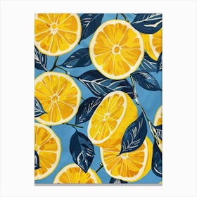 Lemons On Blue 1 Canvas Print