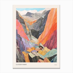 Glyder Fawr Wales 2 Colourful Mountain Illustration Poster Canvas Print