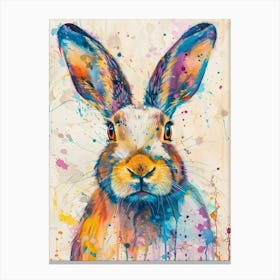 Arctic Hare Colourful Watercolour 4 Canvas Print
