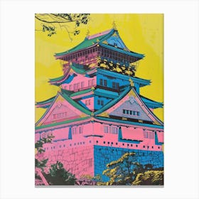 Japanese Castle Retro Illustration Canvas Print