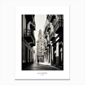 Poster Of Alicante, Spain, Black And White Analogue Photography 2 Canvas Print