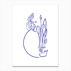 Plants In Blue Canvas Print