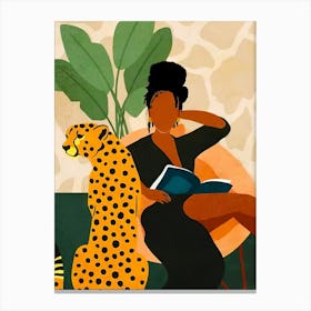 Woman and Cheetah 2 Canvas Print