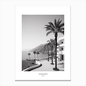 Poster Of Tenerife, Spain, Black And White Analogue Photography 4 Canvas Print