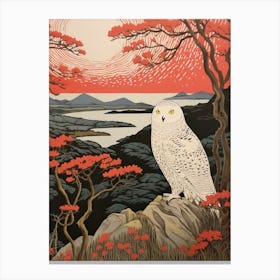 Bird Illustration Snowy Owl 1 Canvas Print