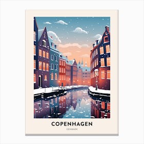 Winter Night  Travel Poster Copenhagen Denmark 6 Canvas Print