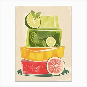 Fruity Jelly Cubes Stacked Beige Background Canvas Print