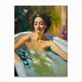 Woman Nude In A Bath Canvas Print