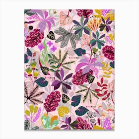 Gardenia - Pink Green Canvas Print