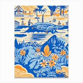 Honolulu, Hawaii, Inspired Travel Pattern 2 Canvas Print