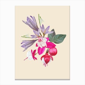 Fuchsia And Galanthus Canvas Print