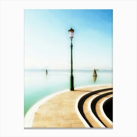 Waterfront Lamppost Burano Italy Canvas Print