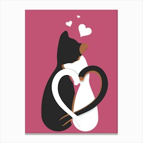 Cat And Heart Canvas Print