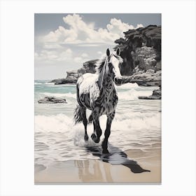A Horse Oil Painting In Praia Da Marinha, Portugal, Portrait 1 Canvas Print