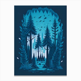 A Fantasy Forest At Night In Blue Theme 49 Canvas Print