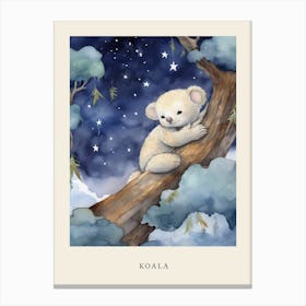 Baby Koala 4 Sleeping In The Clouds Nursery Poster Canvas Print