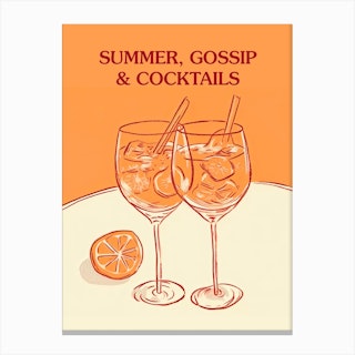 Summer Gossip Cocktails Aperol Canvas Print