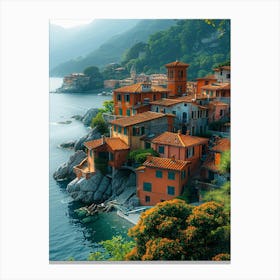 Italian Village On The Coast Canvas Print