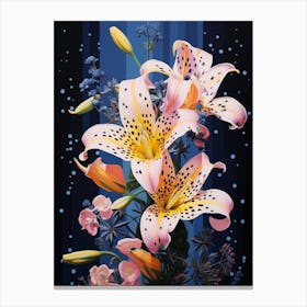 Surreal Florals Freesia 3 Flower Painting Canvas Print