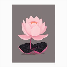 A Pink Lotus In Minimalist Style Vertical Composition 22 Canvas Print