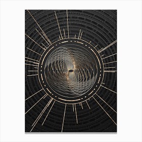 Geometric Glyph in Gold with Radial Array Lines on Dark Gray n.0006 Canvas Print