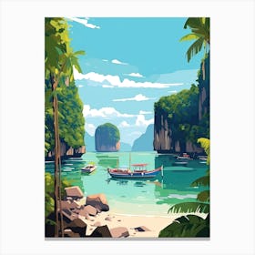 Phuket, Thailand, Flat Illustration 4 Canvas Print