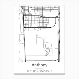 Anthony,United States Minimalist Map Canvas Print