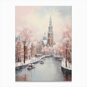 Dreamy Winter Painting Amsterdam Netherlands 1 Canvas Print
