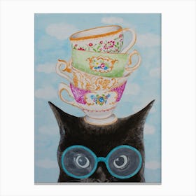 Cat With Stacking Cups Canvas Print