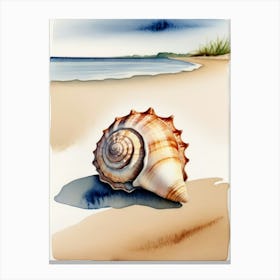 Seashell on the beach, watercolor painting 23 Canvas Print