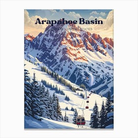 Arapahoe Basin Colorado Ski Digital Travel Illustration Canvas Print