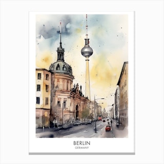 Berlin Germany Watercolour Travel Poster 1 Canvas Print
