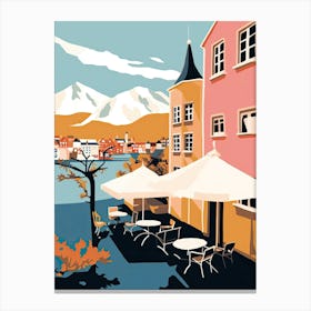 Tromso, Norway, Flat Pastels Tones Illustration 3 Canvas Print