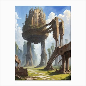 Decaying Ruins Of A Giant Machinery Conquered By Nature Canvas Print