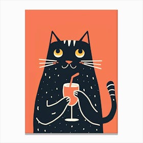 Cat With A Glass Of Wine 1 Canvas Print