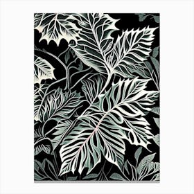 Mint Leaf Linocut 1 Canvas Print