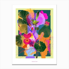 Nasturtium 4 Neon Flower Collage Poster Canvas Print