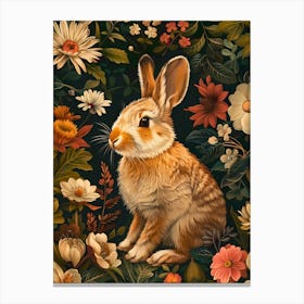 Rabbit In Flowers Inspired by William Morris Canvas Print