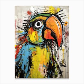 Neo-Expressionist Flight: Parrots in Basquiat's style Canvas Print
