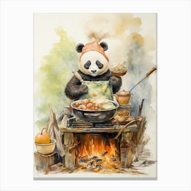 Panda Art Cooking Watercolour 3 Canvas Print