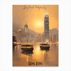 Hong Kong, minimalist soft tones palette, watercolor poster Canvas Print