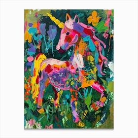 Unicorn Rainbow Abstract Painting In The Field Canvas Print