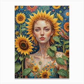 Sunflower Girl no1 Canvas Print